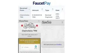 Claimclicks TRX FaucetPay earning  💯%क्लेमक्लिक्स TRX FaucetPay कमाई 💯%