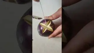 Star Carved brinjal# Vegetable Carving#food art #kitchen creativity star pattern #got video #gadi