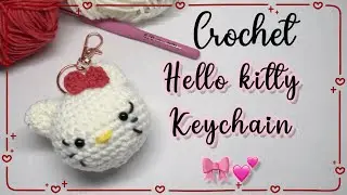 🎀 crochet hello kitty keychain 🎀💕 free  tutorial and pattern كروشية تعليقه هيلو كيتي 