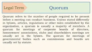 Legal term, definition, Quorum