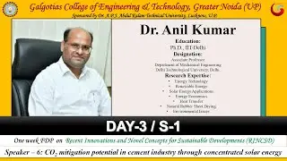 RINCSD || Day 3 || Session 1 || Dr. Anil Kumar || CO2 mitigation potential... (solar energy)