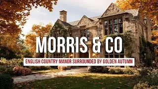 Morris & Co Inspired English Country Manor Surrounded by Golden Autumn Gardens
