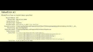ValueError  at / ModelForm has no model class specified errors IN HINDI | ModelForm in Django