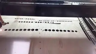 100W CO2 Laser cutting plywood with air assist upgrade.