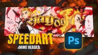 Anime Kyōjurō Rengoku Header Speedart | Photoshop Speedart | FREE PSD At 200 Likes!