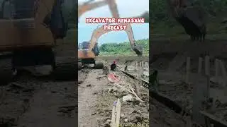 EXCAVATOR Memasang precast linning #automobile #excavator #alatberat #construction