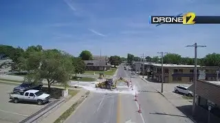 Drone12: Portion of Broadway closed for Houck Field project