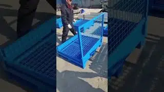 Warehouse Equipment Iron Wire Cage Mesh Foldable and Collapsible Container