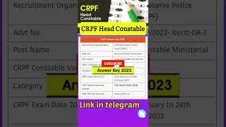 CRPF HCM ANSWER KEY 2023 | CRPF HCM ANSWER KEY KAISE CHECK KARE & CRPF EXPECTED CUT OFF | #shorts