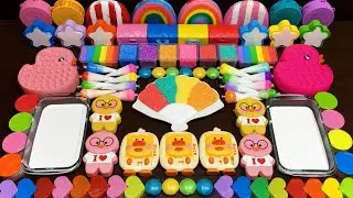 Slime ASMR | Cute Ducks + Rainbow Stars + Pop It Toys Mixing #1652