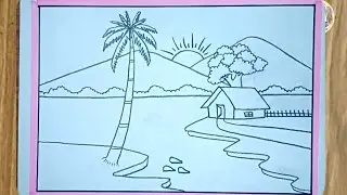 Easy pencil scenery drawing | easy House scenery drawing for beginners | very easy scenery drawing 
