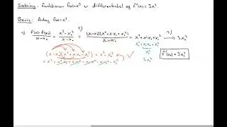 Udledning af differentialkvotienter for fire simple funktioner.
