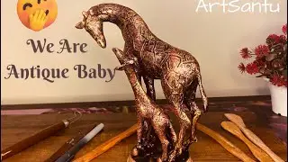 How to do giraffe🦒# Antique effect craft 🎨# Animal diy# 3D art🌈# Clay craft# Sculpture 🤍