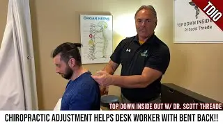 Chiropractic Adjustment Helps Desk Worker With Bent Back!!