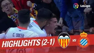 Resumen de Valencia CF vs RCD Espanyol (2-1)