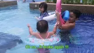 Playing bumper cars in the swimming pool Happy Kids Singapore
