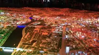 Световое представление на Макете Москвы. Light show on the model of Moscow.