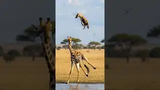 What is the hyena trying to do to the giraffe caught on camera #animalbehavior #safari #wildlife