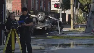 HPD officer injured in fiery wreck in Midtown
