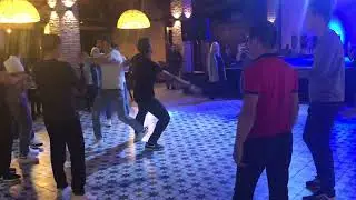 Georgian young people Traditional dancing in Batumi restaurant