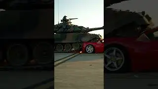 Tank Crushes Ferrari in Epic Destruction at Abandoned Airfield