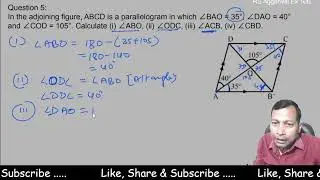 In the adjoining figure ABCD is a parallelogram in which angle BAO = 35 degree angle DAO = 40 degree