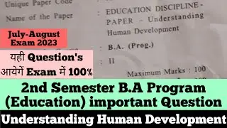sol du B.A programme Education Question paper 2nd semester 2023