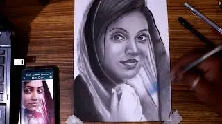 Drawing Nazriya With staedtler charcol pencil - Susee Da vVinci