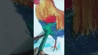 DRAWING HEN WITH OIL PASTELS FOR THE FIRST TIME