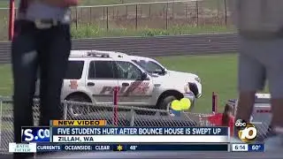 Video shows bounce house flipped by strong wind