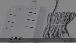 Power Strip - 10 FT Long Flat Plug Extension Cord, 6 Outlets 3 USB Ports Outlet Extender with Overl