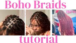 DIY Boho Braids with 99J Curly Pieces | Knotless Braids Tutorial ft. Taj Beauty Station