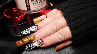 ORANGE & BLACK HALLOWEEN NAILS @notpolish_nails |DONE WITH NON DOMINANT HAND | NAIL INSPO | #fyp