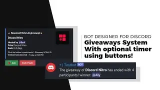 [Read Desc] Giveaway System with BUTTONS and timer | Bot Designer For Discord: Guide | NO PREMIUM!