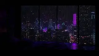 Rainy NYC Night 🌧️ Cozy Luxury Bedroom with Neon Lights & Deep Rain Ambience
