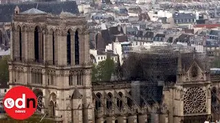 Notre-Dame: Trucks deliver building materials to damaged cathedral