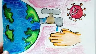How to draw save earth from Coronavirus / Awareness Safety Poster || Poster making