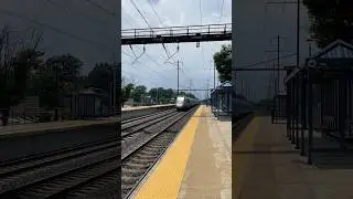 An Amtrak Acela Express passes Seabrook MARC Station at 125Mph #train #fast #amtrak