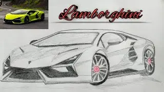 How to draw a Lamborghini car✏️ Pencil drawing