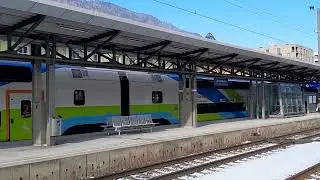 Westbahn f&auml;hrt ab, Bahnhof Bischofshofen, Land Salzburg, Pongau, Austria 