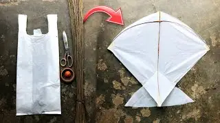 How To Make A Kite With Plastic Bag & Broom Stick || Patang kaise banate hain Full Detail