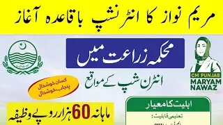 Agriculture Dept Internship 2025 - Maryam Nawaz Internship Program - Apply Before 25 August
