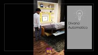 Letto a scomparsa matrimoniale da 140 con divano automatico e mensola Brezza 140