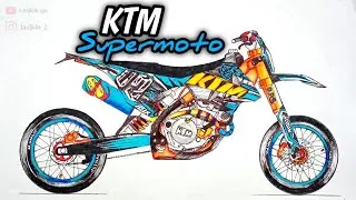 Menggambar motor trail KTM (how to draw KTM supermoto) Menggambar drag