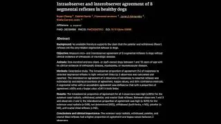 15. Intraobserver and interobserver agreement of 8 segmental reflexes in healthy dogs