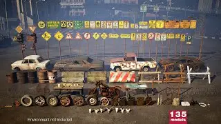 Post Apocalyptic Survival Urban City Props and Road Signs Pack  -  Unity