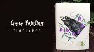 Crow Painting Timelapse - Gouache/Watercolour/Ink