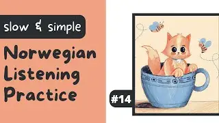 #14: En gul katt sitter i en bl&aring; kopp (Slow Beginner Norwegian Listening Practice)