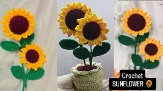 🫶🏻How to make beautiful crochet sunflower 🌻🌻#handmade #giftideas #crochet #beautiful 