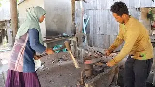 The Blacksmith And His Wife Make A Sharp Cleaver From A Piece Of Tractor Disc Plough